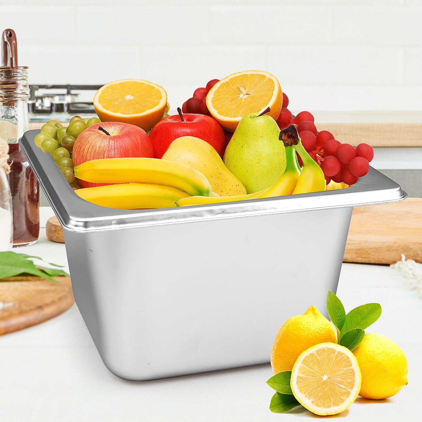 8 Set Stainless Steel Hotel Pans 4 Inch Deep Steam Table Pan with Lids Stainless Food Storage Containers Stackable Metal Steamer Pan for Kitchen Restaurant Party Buffet Event Catering