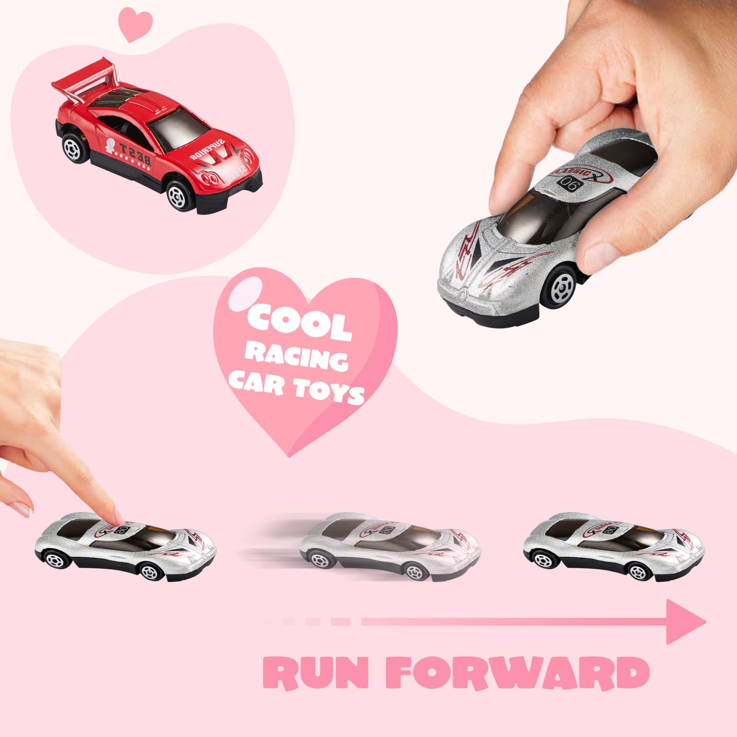 JOYIN 28-Count Valentines Day Cards with Die-Cast Racing Cars for Classroom Exchange