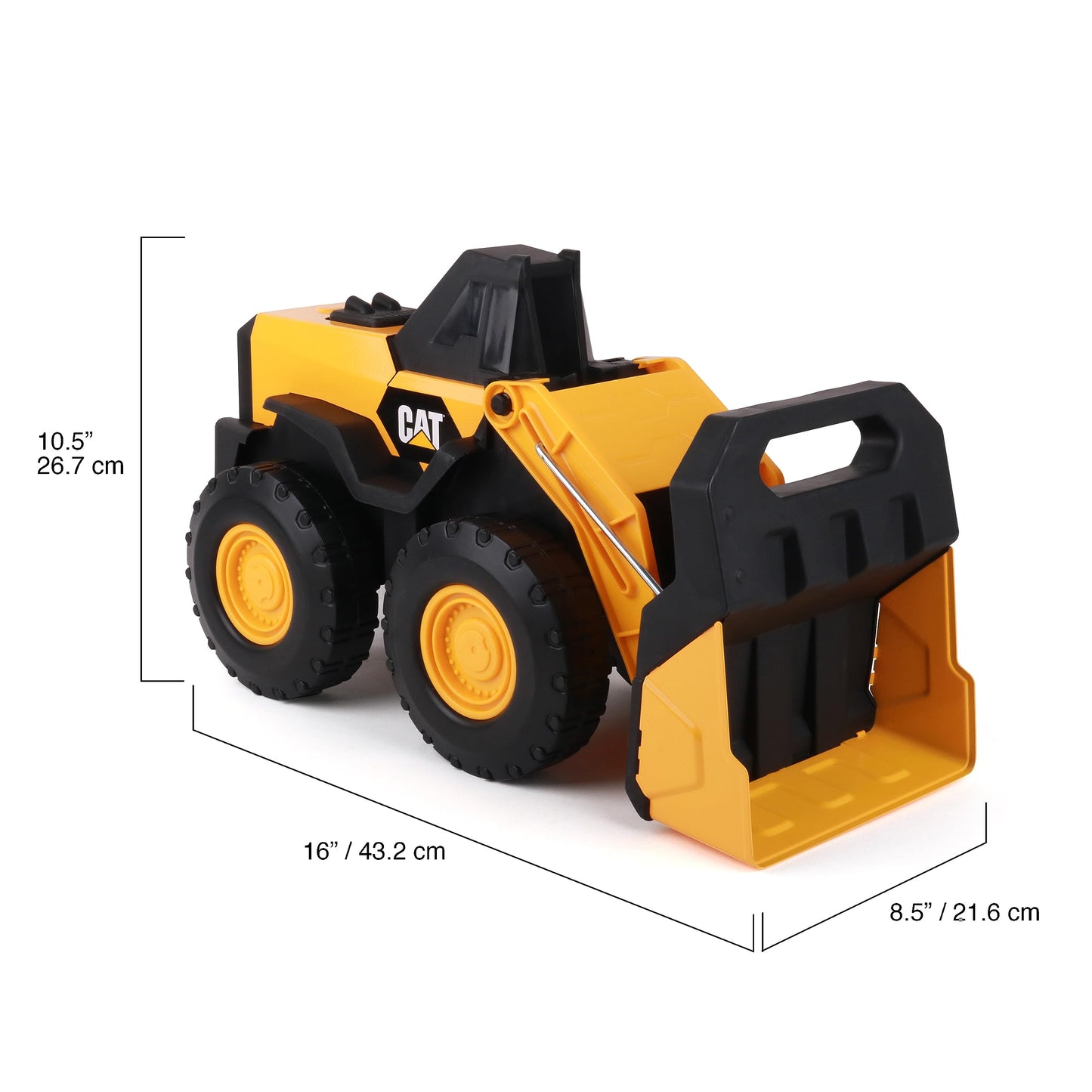 Cat Construction Toys, Steel Wheel Loader 16” - Real Steel Body, Working Arm & Bucket, Oversize All-Terrain Wheels, Heavy-Duty Construction Vehicle for Indoor/Outdoor Play, Kids Ages 3 +