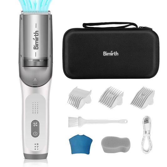 Bimirth Baby Hair Clipper, Silent Hair Clippers for Children, Quiet Kids Hair Trimmer, Cordless Toddler Haircut Machine in Bag for Easy Storage, USB Rechargeable, Waterproof, 3 Guide Combs (Vacuum)