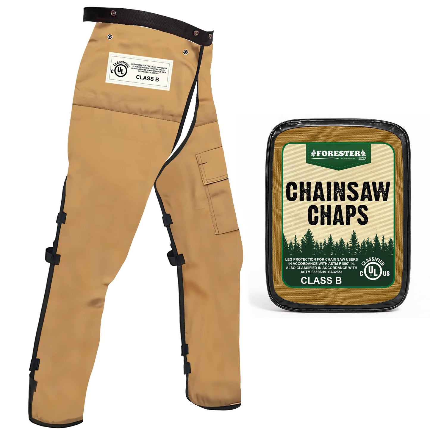 Forester Chainsaw Apron Chaps with Pocket, Brown 37" Length by Forester