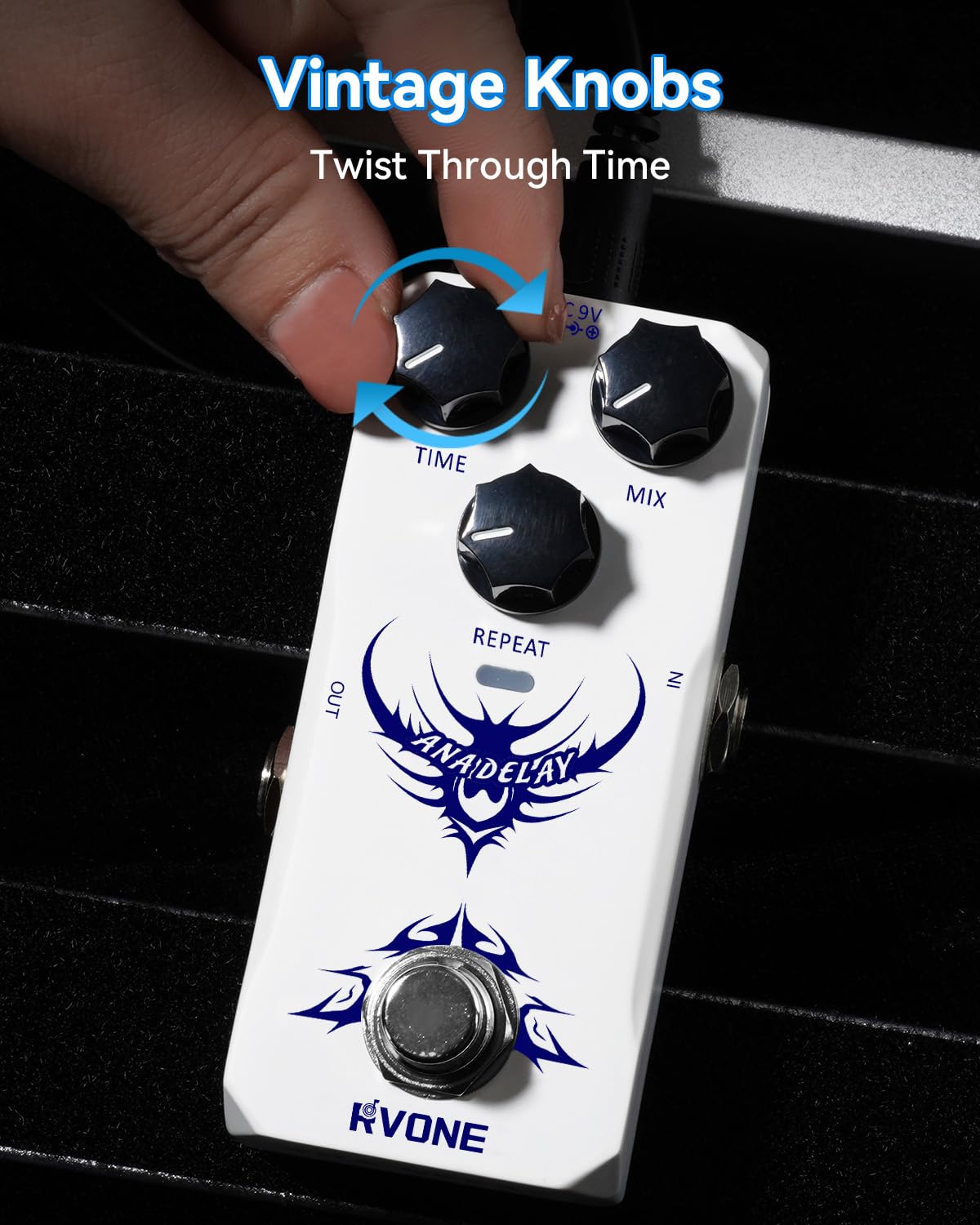 RVONE Analog Delay Guitar Pedal for Electric Guitar, Vintage-Style Guitar Effects Pedal with Warm Echo, Electric Guitar Pedal True Bypass & Durable Aluminum Metal Chassis