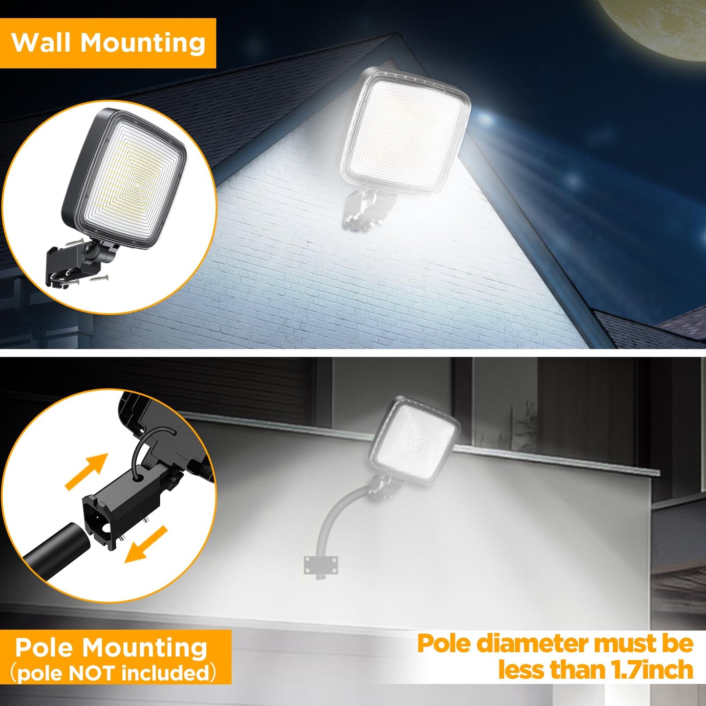 WILLGOTOP 150W LED Parking Lot Light Motion Sensor Flood Light Outdoor, 20000LM LED Barn Light with Dusk to Dawn Photocell, 150° Adjustable Security Lights, 6500K for Garage Yard Farmhouse