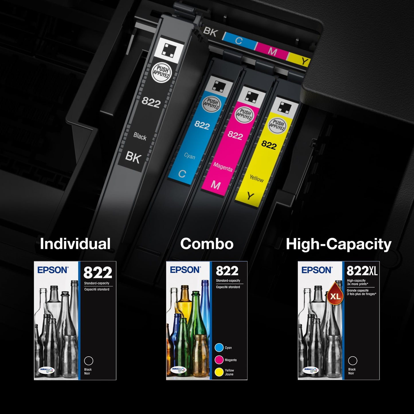 EPSON 822 DURABrite Ultra Ink High Capacity Cyan Cartridge (T822XL220-S) Works with WorkForce Pro WF-3820,3823, 4820, 4830, 4833, 4834