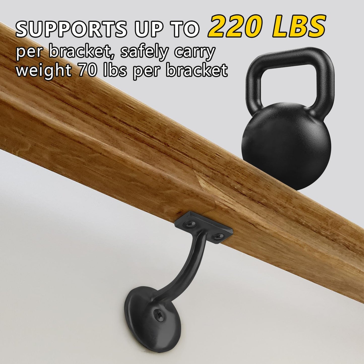 Hand Rail Bracket Heavy Duty Hardware for Stairways, Home or Office Stair Support Handrail Brackets Matte Black 6 Pack HOME MASTER HARDWARE