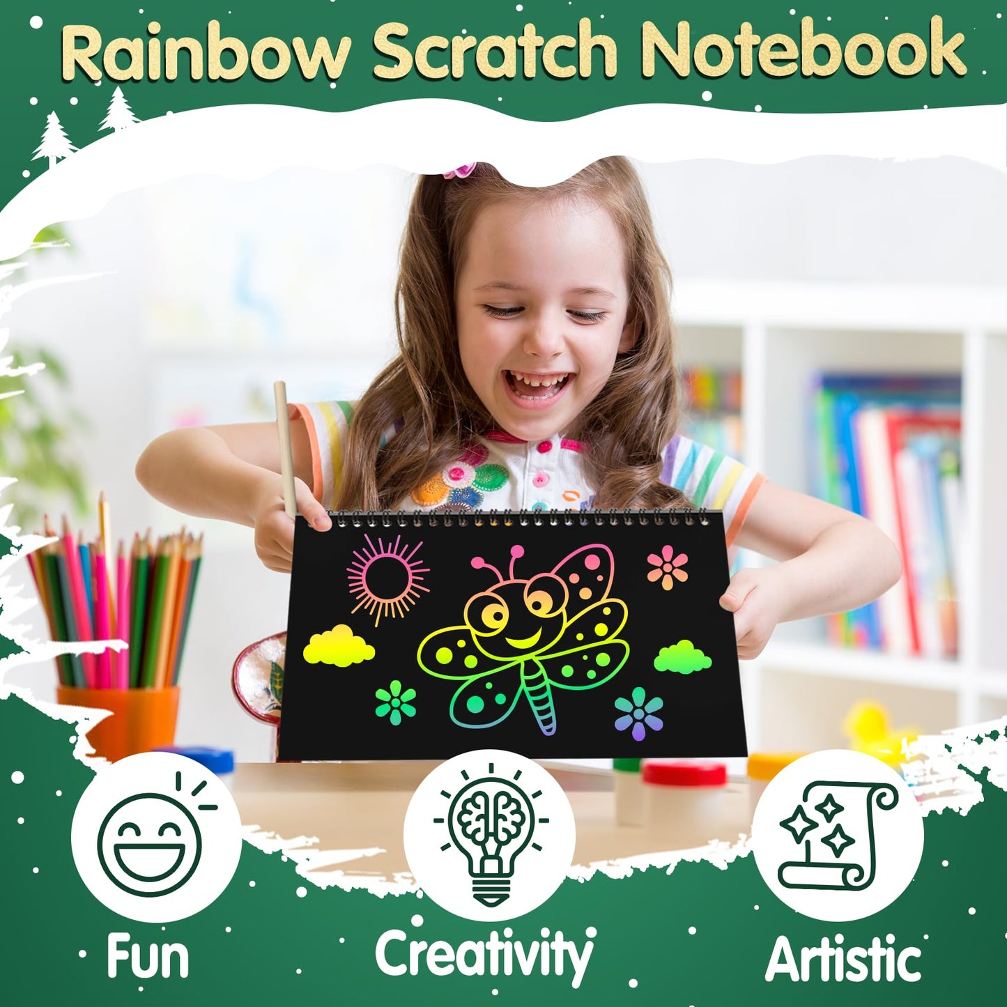 ZMLM Rainbow Scratch Party Favors Kids: 24 Pack Birthday Gifts Toy Bulk Scratch Art Notebook Birthday Goodie Bags Stuffers Girls Boys Art Craft Kit Pads Classroom Prizes School Teacher Return