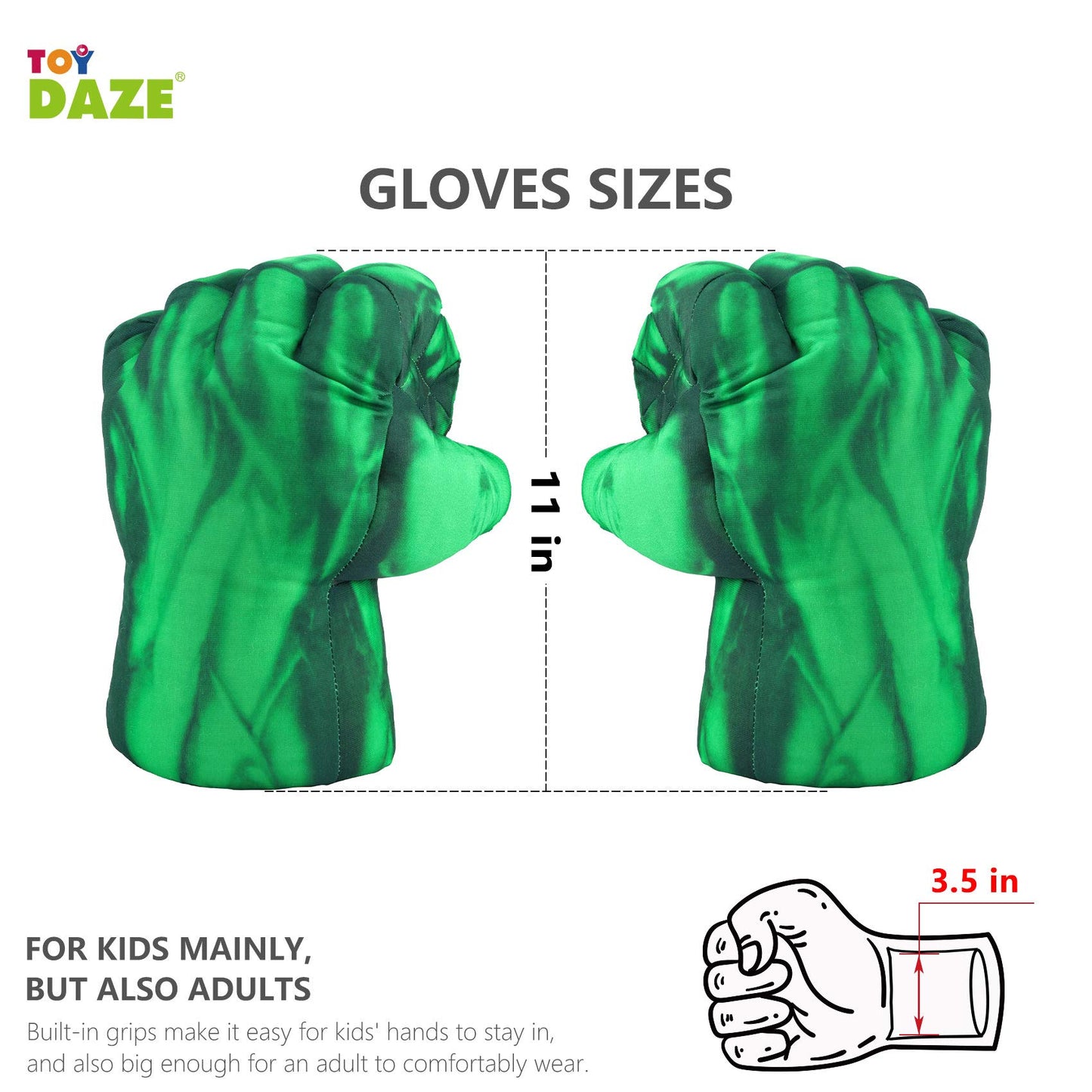 Toydaze Incredible Smash Fists Punching Gloves Plush Hands Stuffed Pillow Handwear, Kids Cosplay Costumes Gloves