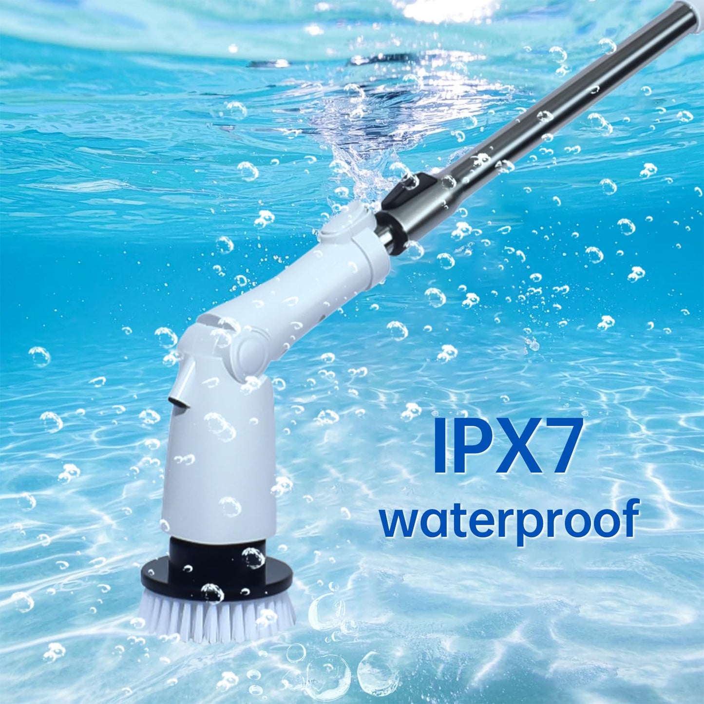 Y-Kelin Electric Spin Scrubber，2025 New LED Monitor Electric Cleaning Brush Scrubber,Power Scrubber 3 Adjustable Speeds,Detachable Long Handle, Shower Cleaning Brush for Bathtub,Floor (White)