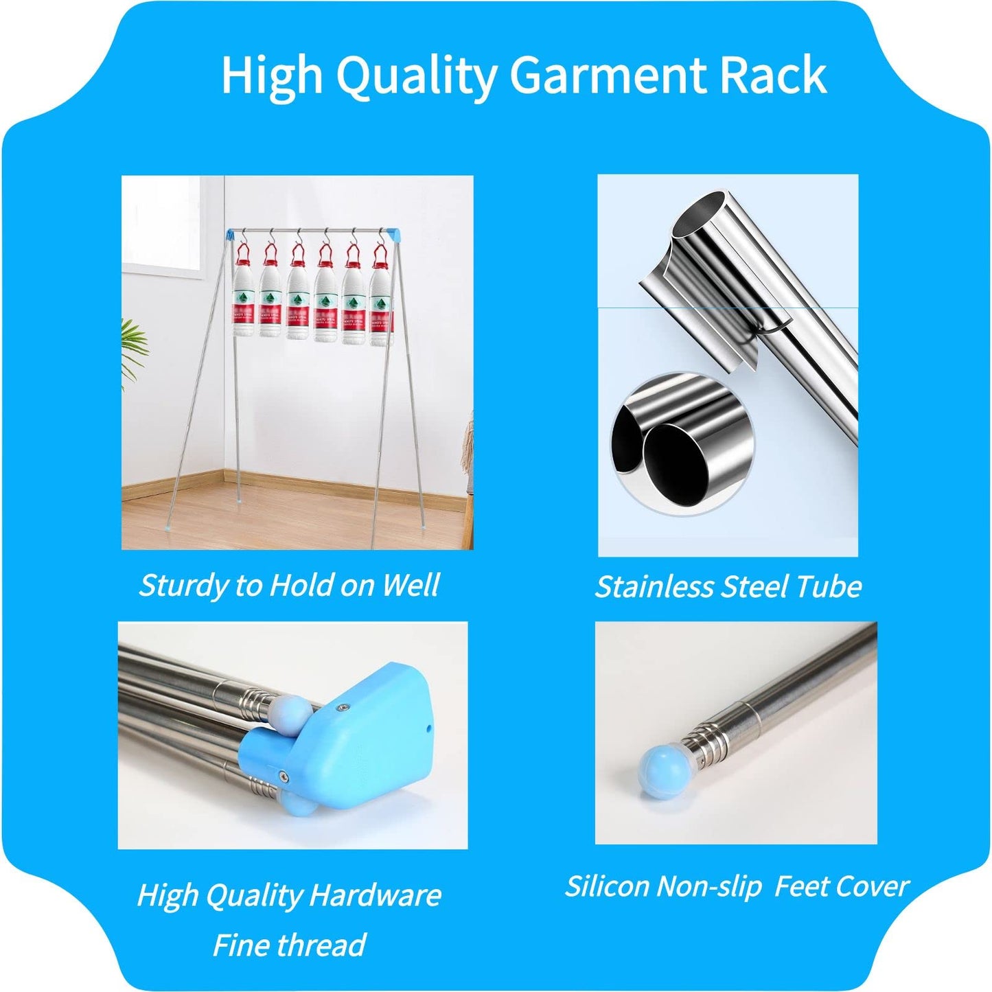 Lmaray Portable Travel Garment Rack, Compact Stainless Steel Foldable Mini Drying Clothes Rack for Travel, Camping, Hotel Room, Laundry, Dance Costume, Indoor, Outdoor (Regular)