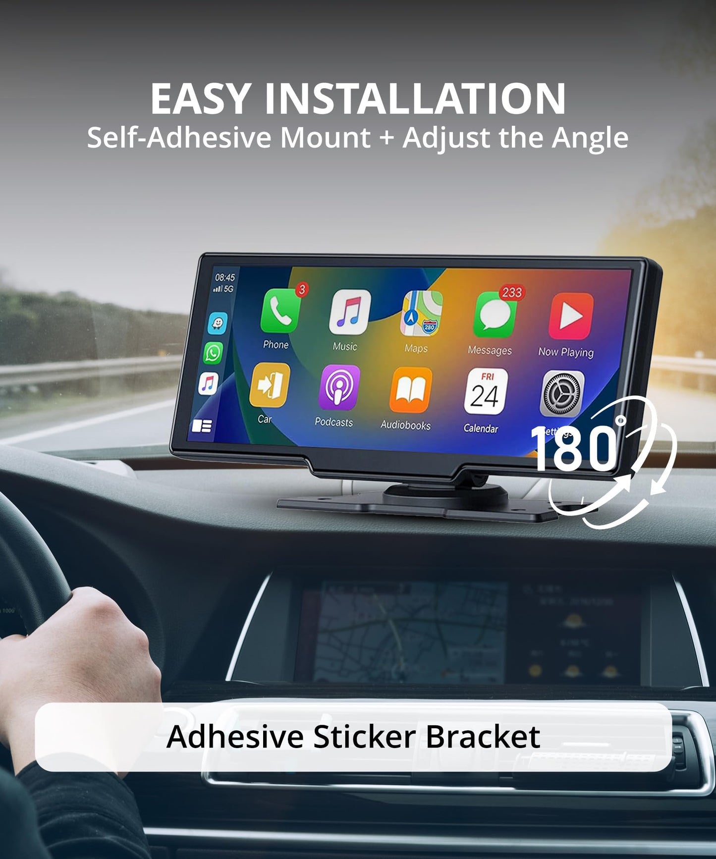 BlackboxMyCar S-Drive 10.26" Android Auto and Apple CarPlay Display with 1080p Front Dashcam, 1080p Backup Camera for Car, Bluetooth, AUX, FM, Mirror Link, 64GB microSD Card Included