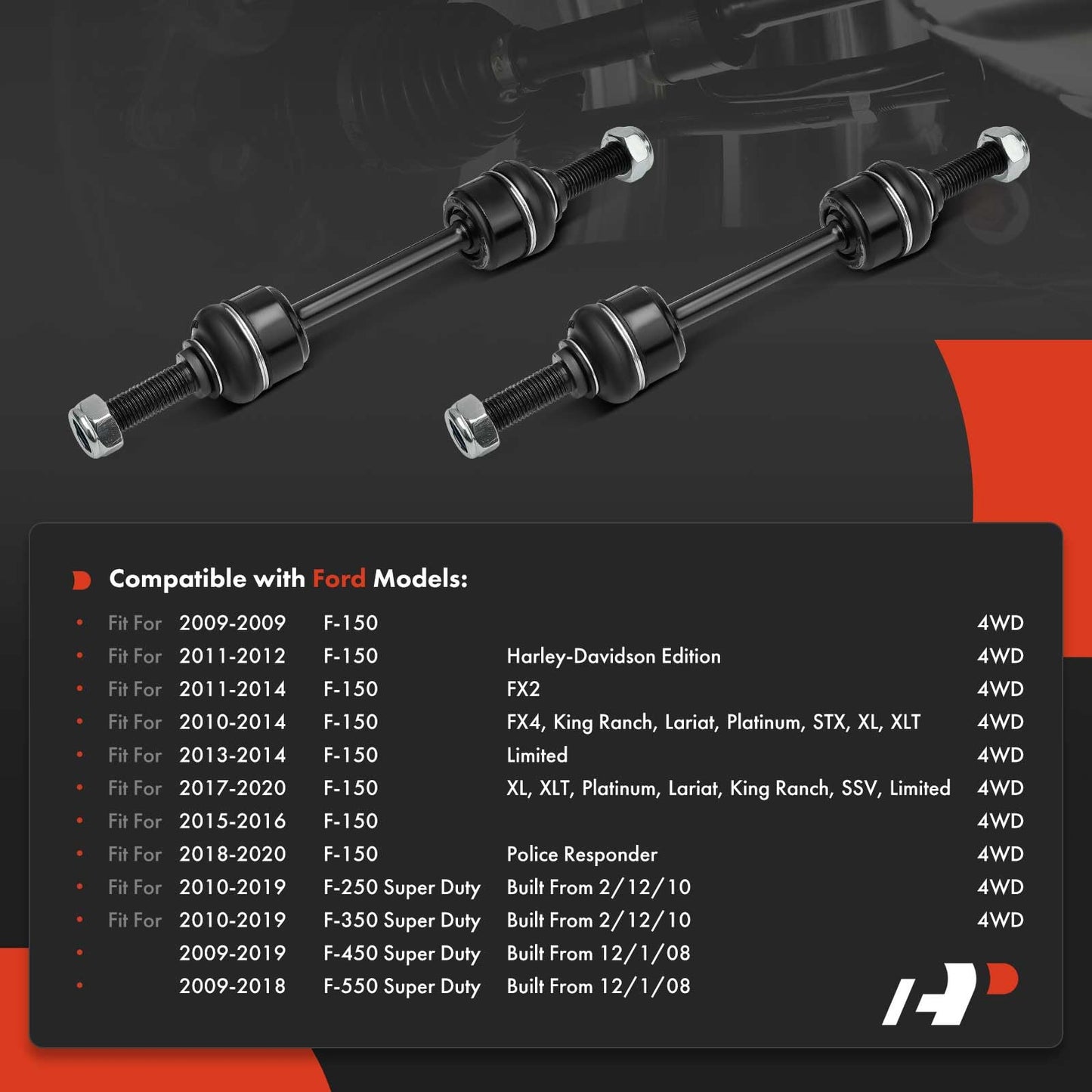 A-Premium 2 x Front Sway Bar Links Stabilizer Bar Links Compatible with Ford F-150 2009-2020, F-250 Super Duty/F-350 Super Duty 2010-2019, F-450 Super Duty 2009-2019, F-550 Super Duty 2009-2018