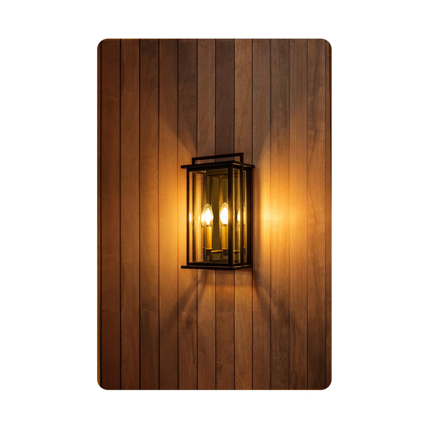 OUPAVOCS Outdoor Wall Lights with Clear Glass, Black Exterior Porch Lights Wall Mount, Outdoor Wall Sconce with Gold Candelabra Interior, Wall Lantern, Patio Light Fixture for House, Entryway, Garage