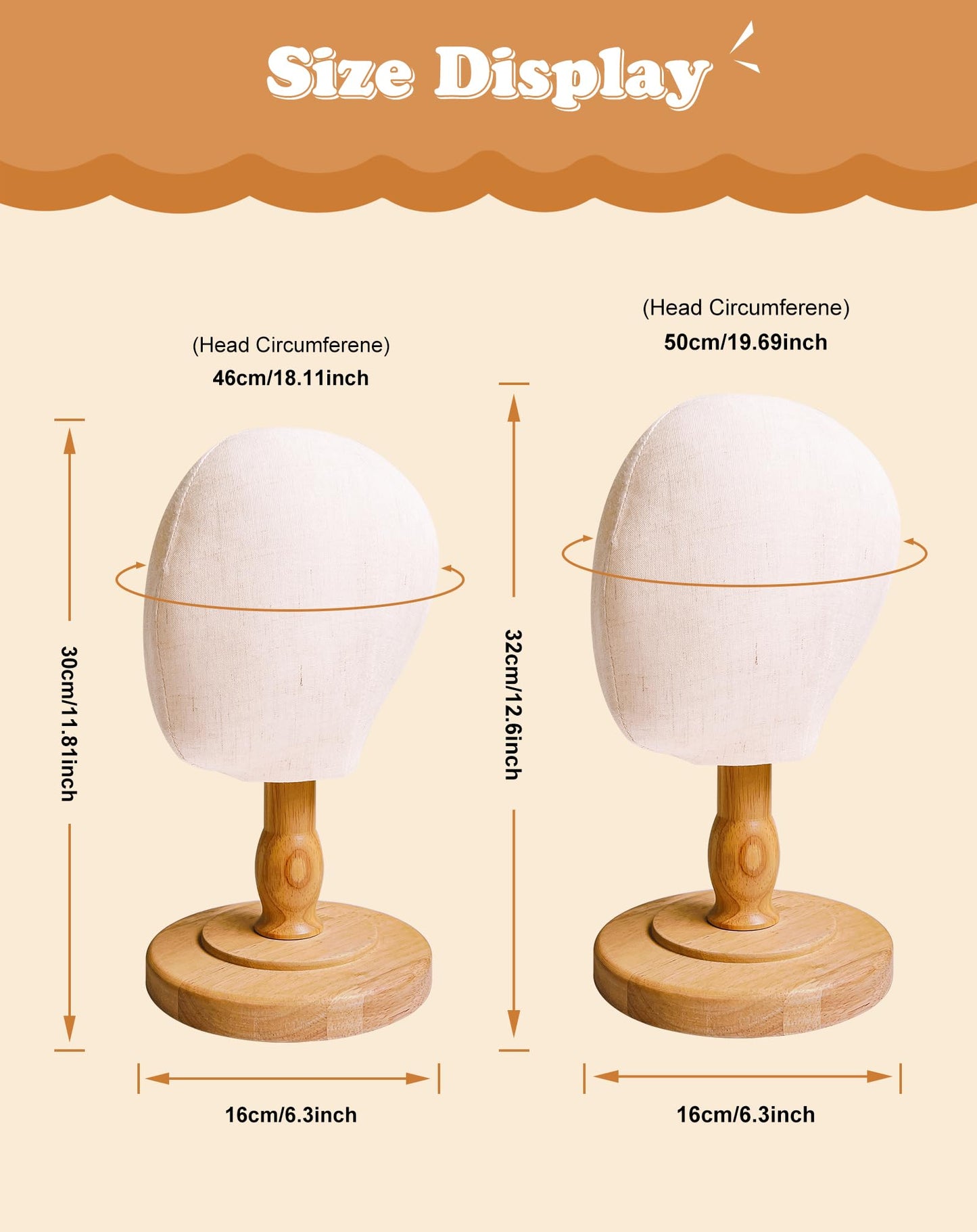 CHADWICK Baby Mannequin Head, Wig Head Stand for Kids, Plastic Model Head for Hats, Wigs, Glasses, Scarves Display, Baby Girl Children Hat Stand, Canvas Block Manikin Head for Home, Salon, Shop