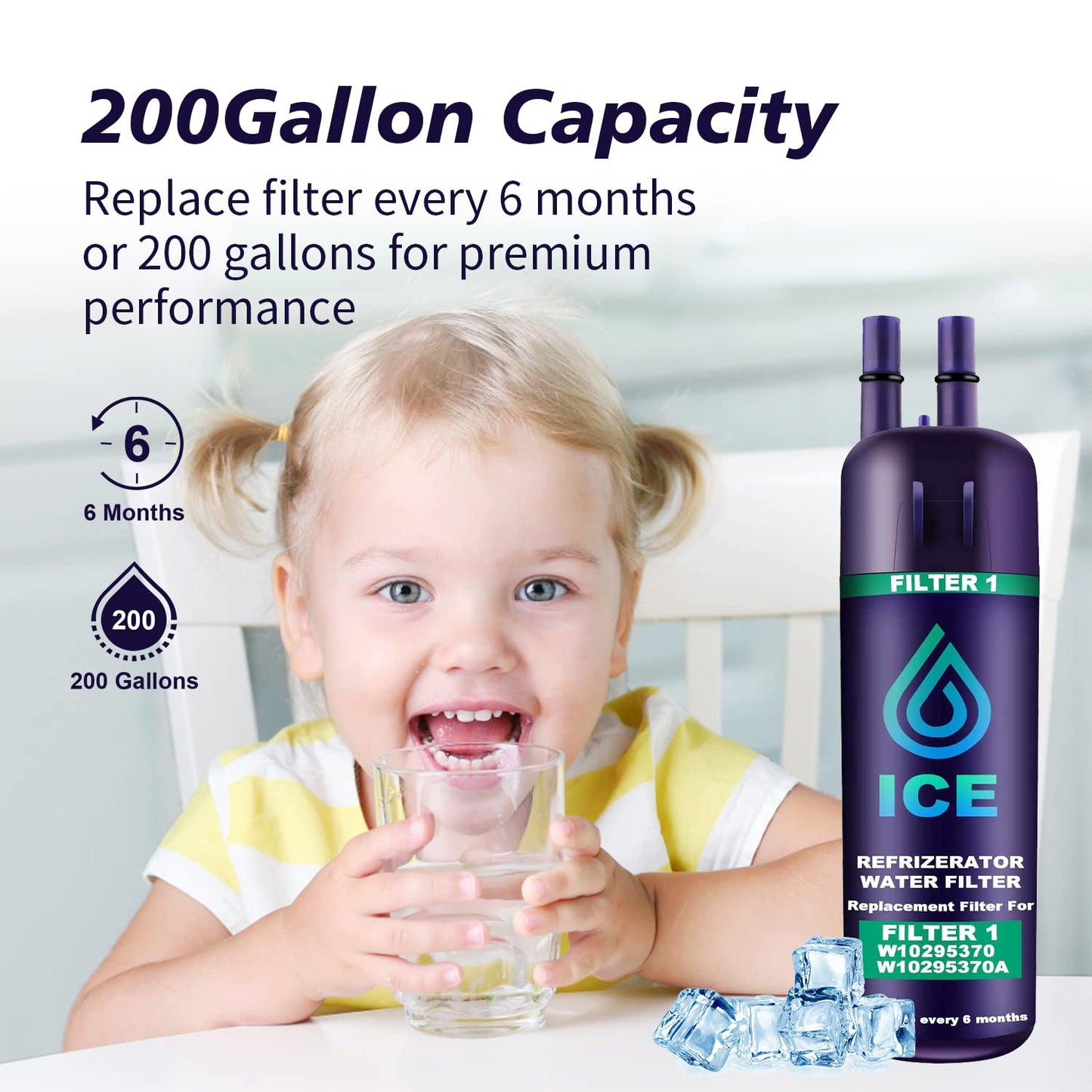 3 Pack W10295370a Refrigerator Water Filter Compatible with Whirlpool Water Filter 1,W10295370,EDR1RXD1,P4RFWB,Kenm0re 46-9081,Kenm0re 46-9930(Blue)