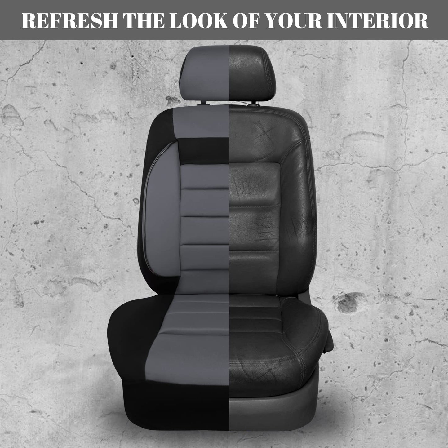 CAR PASS 6PCS Elegance Universal Fit Two Front Car Seat Covers Set, Foam Back Support, Airbag Compatible, 100% Breathable (Black with Gray)