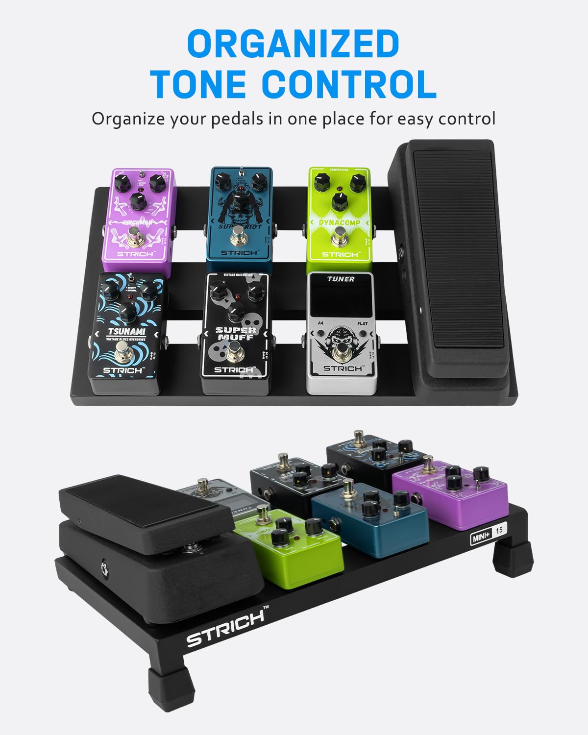 STRICH Guitar Pedal Board Aluminum Alloy 1.2lb Super Light Effect Pedalboard 15'' x 8.66'' with Carry Bag, MINI+ 15