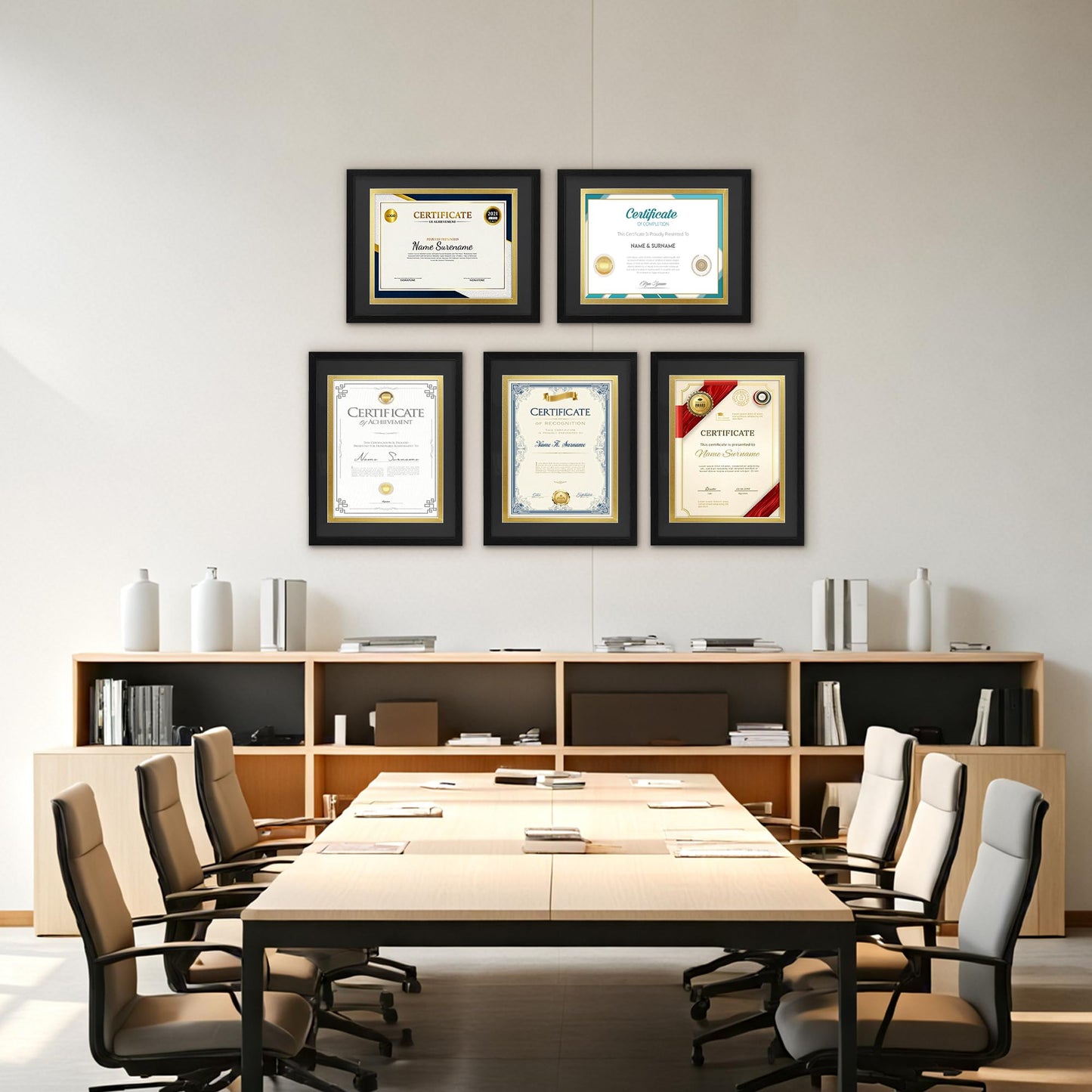 Giftgarden 8.5 x 11 Diploma Frame 3 Pack, 11x14 Frame Matted to 8.5 by 11 Certificate Document Award Degree with Mat, Wall and Tabletop Display
