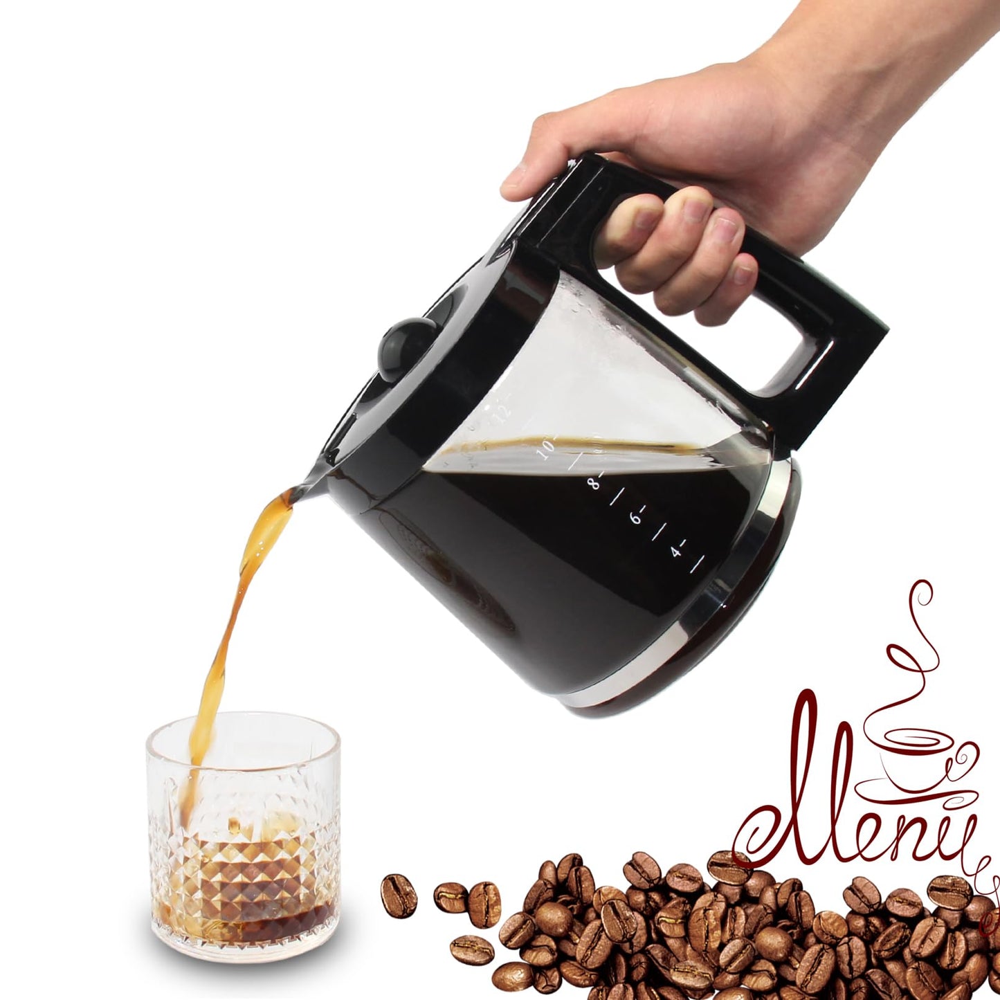 12-Cup Replacement Glass Carafe Pot Compatible with Hamilton Coffee Maker Models 46310, 49976, 49966, 49350, 49957, 49954, 49933, 49980A, 49980Z, 49983, 49618, 46300, 49950