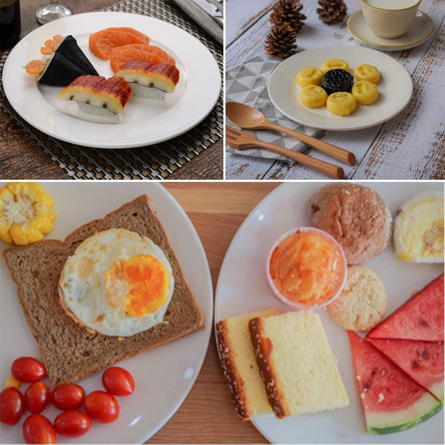 Foraineam 12 Pieces 8 Inch Round Porcelain Dinner Plates Salad Plate Set White Dinnerware Dish Serving Plates