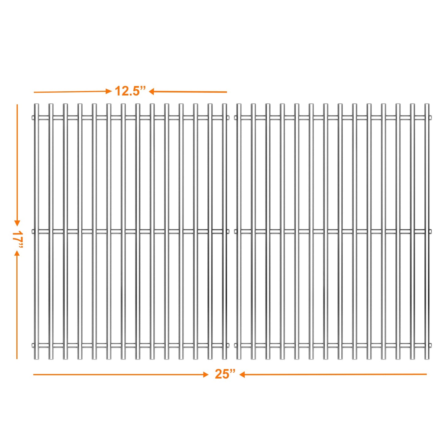 Bar.b.q.s 17" x 25" BBQ Stainless Steel Cooking Grates Parts Models for Charbroil 463250509, 463250510, Great Outdoors, Grill Chef, Thermos 461262409, Vermont Castings, Grill Master, Kenmore Grill