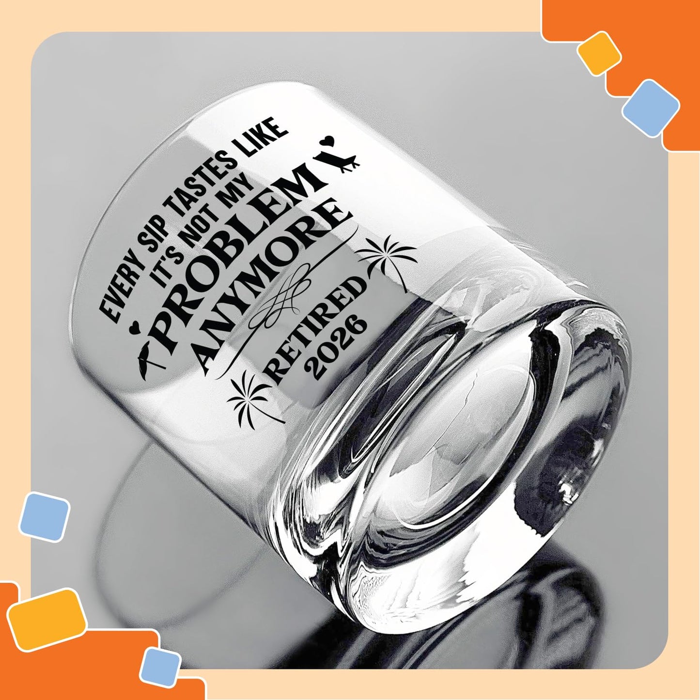 NewEleven Retirement Gifts for Men 2026 - Coworker Leaving, Goodbye Gift, Farewell Gifts for Coworkers, Friends, Dad, Grandpa - Retirement Gift for Men from Friend, Family, Colleague - Whiskey Glass