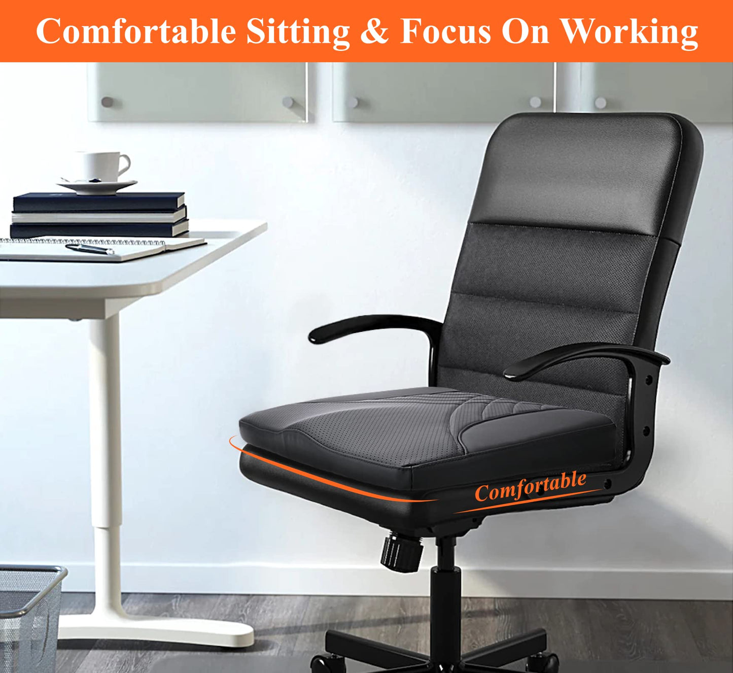 kingphenix Premium Car Seat Cushion, Memory Foam Driver Seat Cushion to Improve Driving View - Coccyx & Lower Back Pain Relief - Seat Cushion for Car, Truck, Office Chair - Black