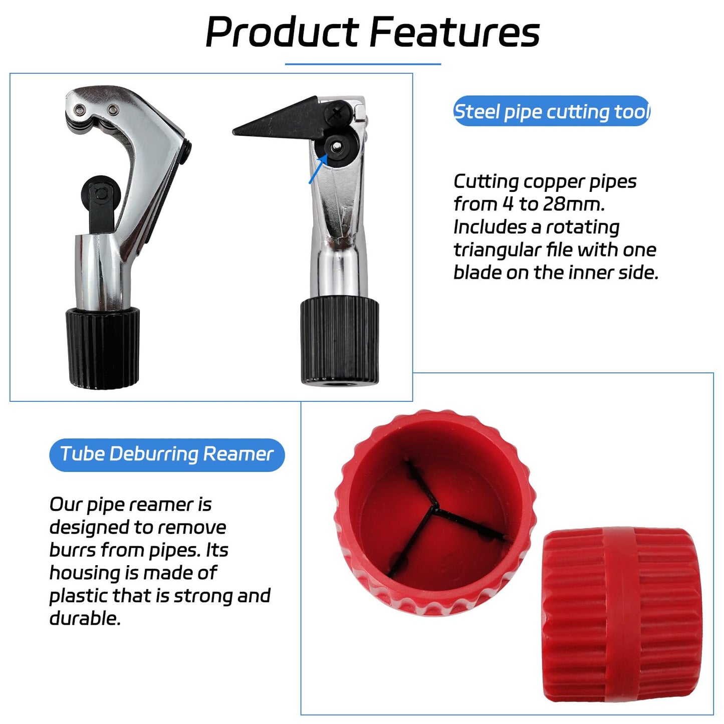 AeKeatDa Alloy Steel Refrigeration Eccentric Cone Tube Expander Pipe Cutter 45 Degree 12 Size Flaring Tool Kit, 6-19mmm 1/4"、5/16"、3/8"、1/2"、5/8"、3/4" Tubing Pipe Flare Tool Cone for Cooler Boiler