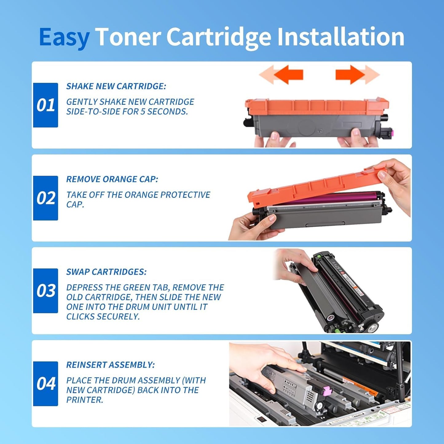 LinkDocs TN830XL Toner Cartridge for Brother Printer, Replacements for Brother TN830XL TN830 TN-830 to use with HL-L2460DW HL-L2480DW HL-L2400D HL-L2405W MFC-L2820DW DCP-L2640DW (4-Pack)