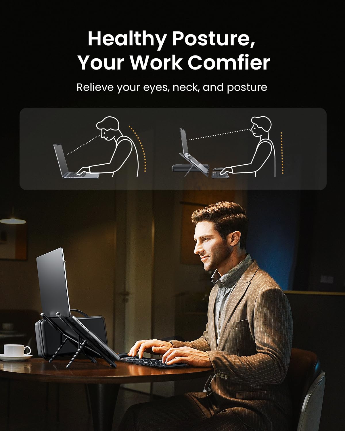 ProtoArc Foldable Keyboard Mouse Combo, XKM01 CaseUp Portable Bluetooth Keyboard and Mouse with Laptop Stand, a Mobile Work Solution for On-The-Go, Compatible with Laptop PC MacBook Windows Mac OS