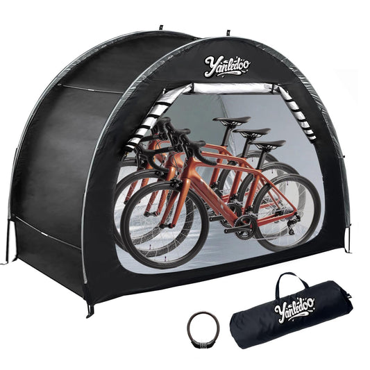Bike Shed, Outdoor Portable Bike Storage Shed Tent, Bike Tent, Waterproof Bicycle Shelter with 210D Oxford Fabric, Bicycle Cover Fits 2-3 Bikes (Black)