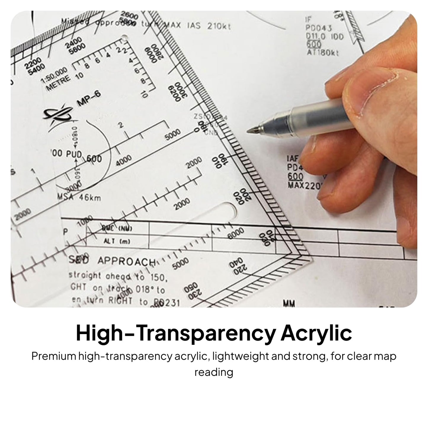 DYNWAVE Square Protractor Ruler Easy Carry Map Reading Compact Lightweight Acrylic 1:25,000 1:50,000 for Architects Engineering Measuring Map Tool