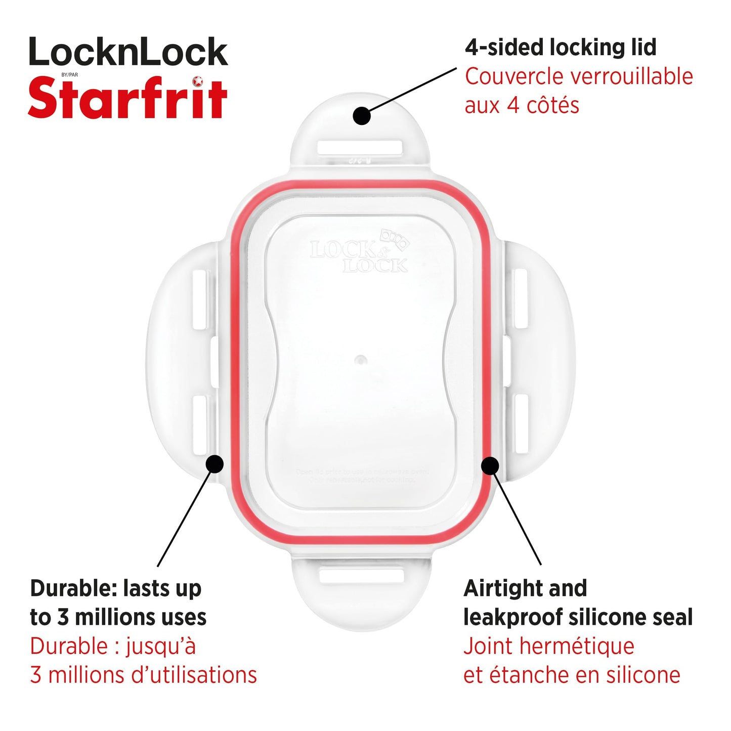 STARFRIT LocknLock 30-Piece Easy Match Plastic Container Set - Airtight, Leakproof & Nestable - 4-Sided Locking Lids