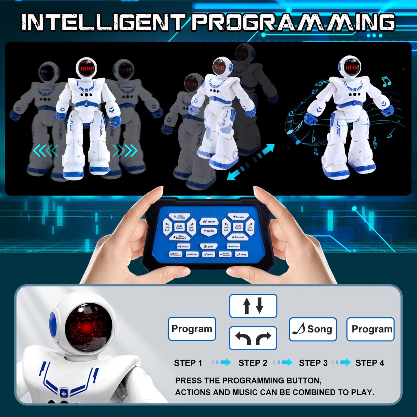 Robot Toys for Kids, Remote Control Robot Kits with RC Smart Gesture Sensing Educational Christmas Birthday Gifts for 4 5 6 7 8 9 10 11 12 Years Old Boys Girls, White