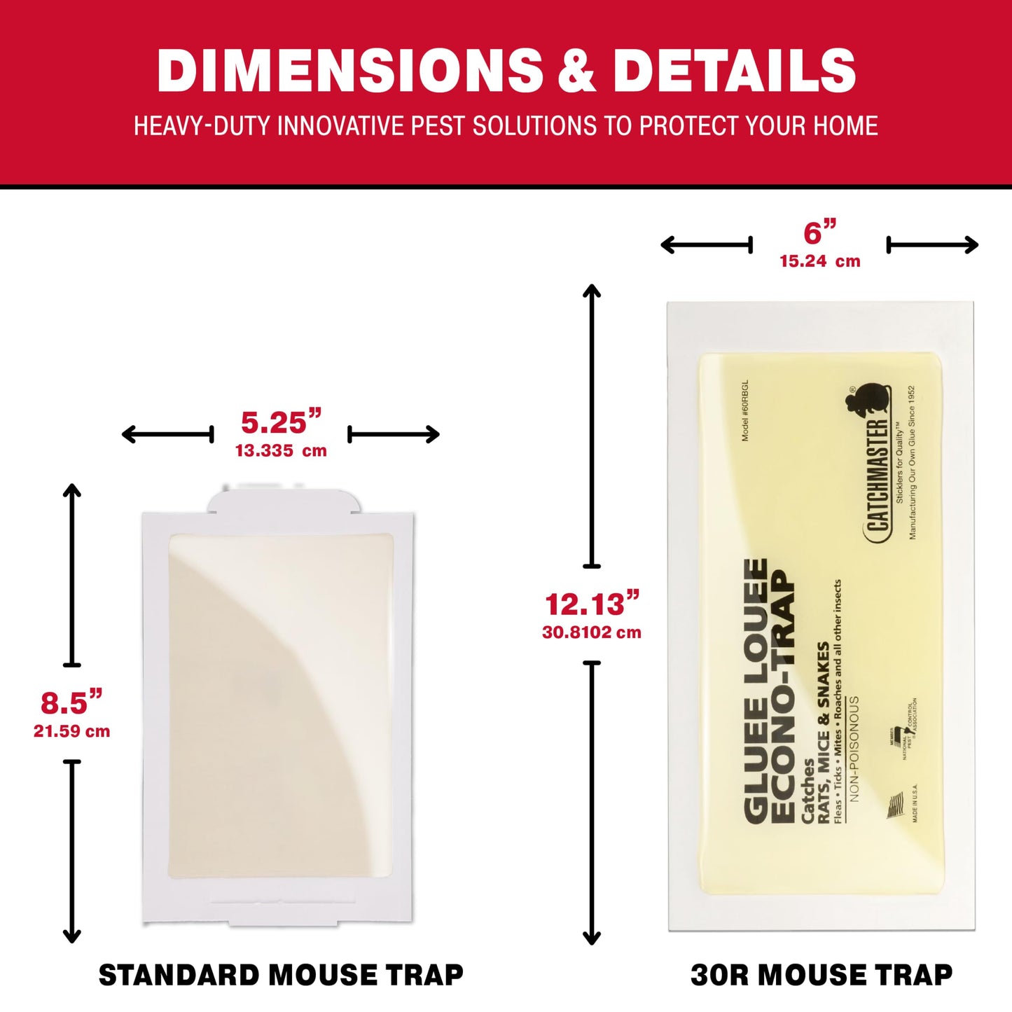 Catchmaster Gluee Louee Rat Extra Large Traps 30-PK, Heavy Duty Glue Trap, Mouse Traps for Home, Pest Control Adhesive Glue Boards for Inside House, Snake, Mice, & Spider Trap