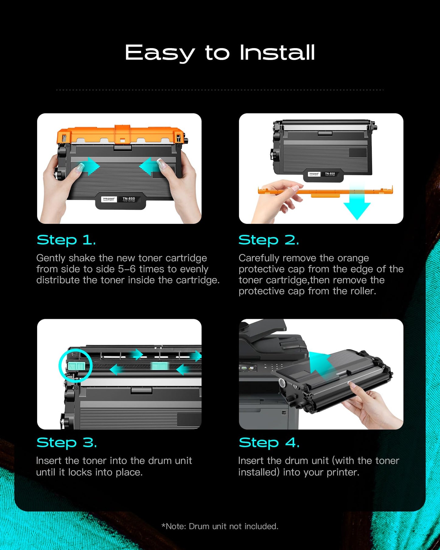 TN850 Toner Cartridge Replacement for Brother TN 850 TN-850 TN820 TN-820 High Yield Compatible with HL-L6200DW MFC-L5800DW HL-L5100DN MFC-L6700DW MFC-L5850DW DCP-L5600DN Printer (Black, 2 Pack)