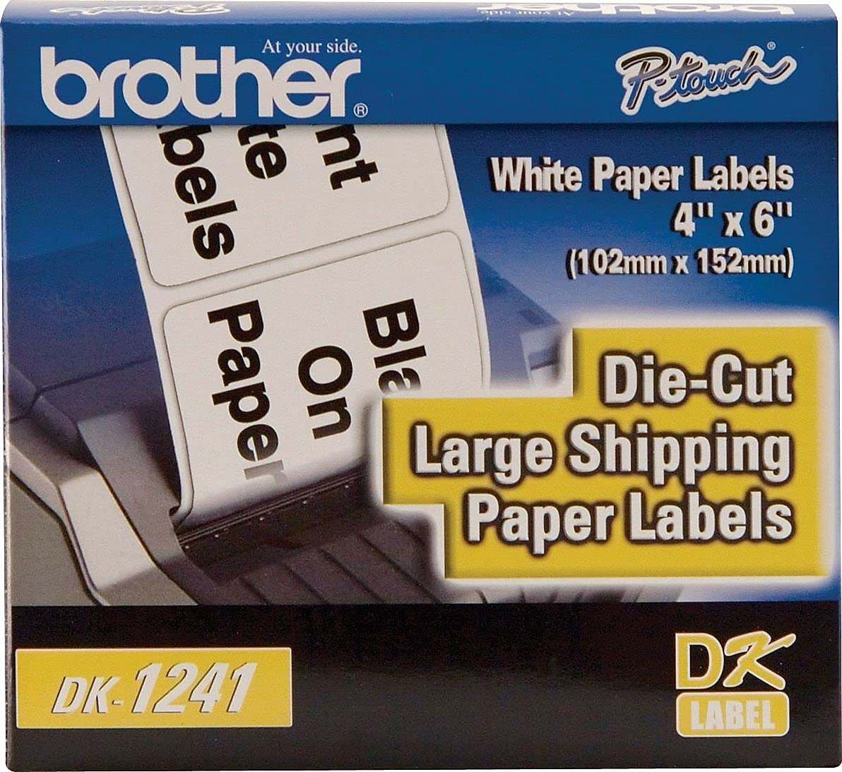 Brother DK1241 Die Cut White Paper Labels4-Inch x 6 Inch200-CountRetail Packaging