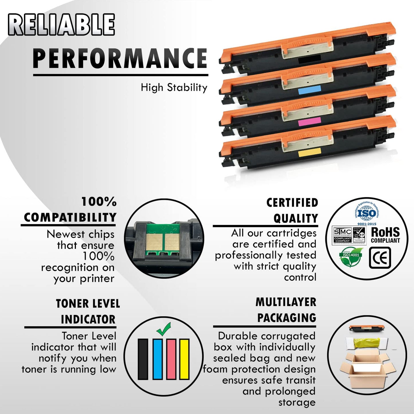 1 Set of 4 Inkfirst Compatible Toner Cartridges Replacement for HP CF350A CF351A CF352A CF353A 130A Color LaserJet Pro MFP M177fw M176 Black Cyan Magenta Yellow