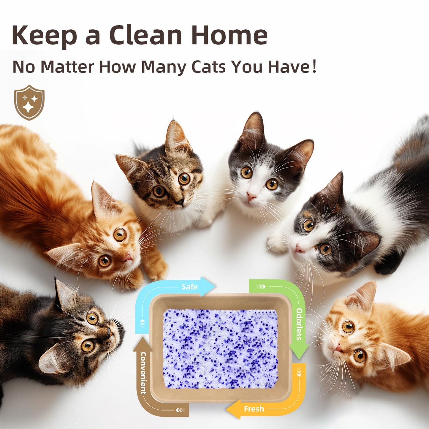 LaSyL Premium Crystal Cat Litter - 8.6 lb, Two Months Lasting - Superior Odor Control & Absorption, Non-Clumping, Low Tracking Silica Gel Safe for Pet, White & Blue (2 Bags of 4.3 lb)