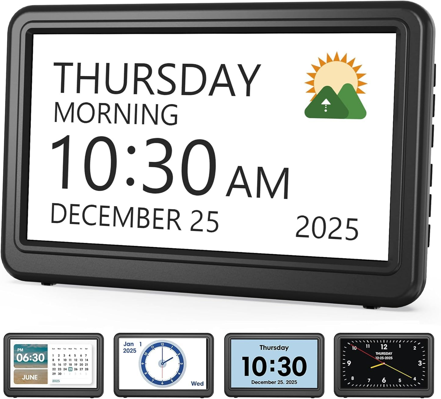 20 Alarms Dementia Clock for Seniors 7" Large Display Digital Calendar Clock with 20 Custom Reminders, 12 Display Modes, 18 Ringtones Electronic Calendar for Elderly Alzheimer’s Black
