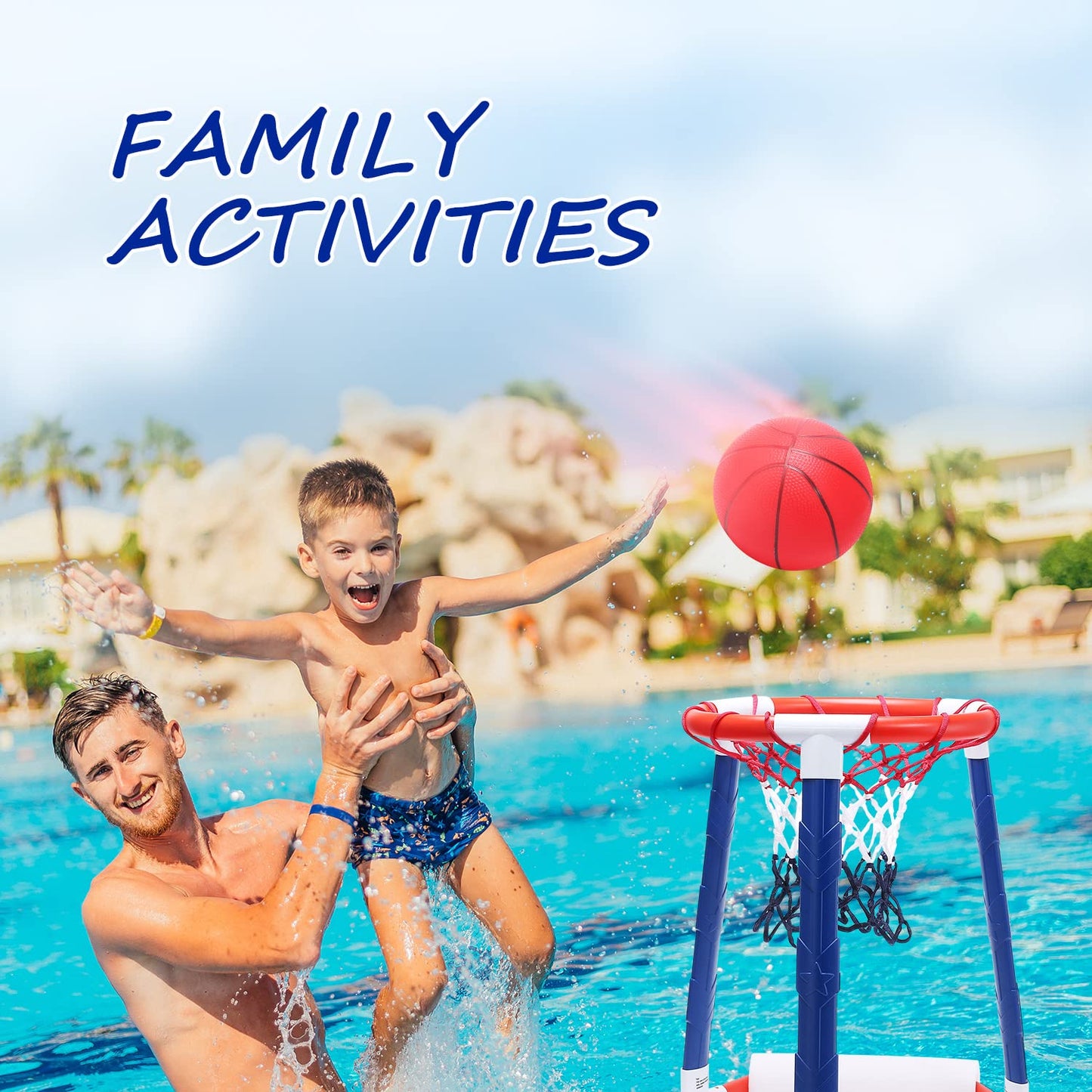EagleStone Pool Basketball Game Toys for Swimming Pool, Floating Basketball Hoop Includes Hoop, 2 Pool Balls and Pump, Inflatable Basketball Hoop Water Basketball Game Pool Toys for Kids and Adults