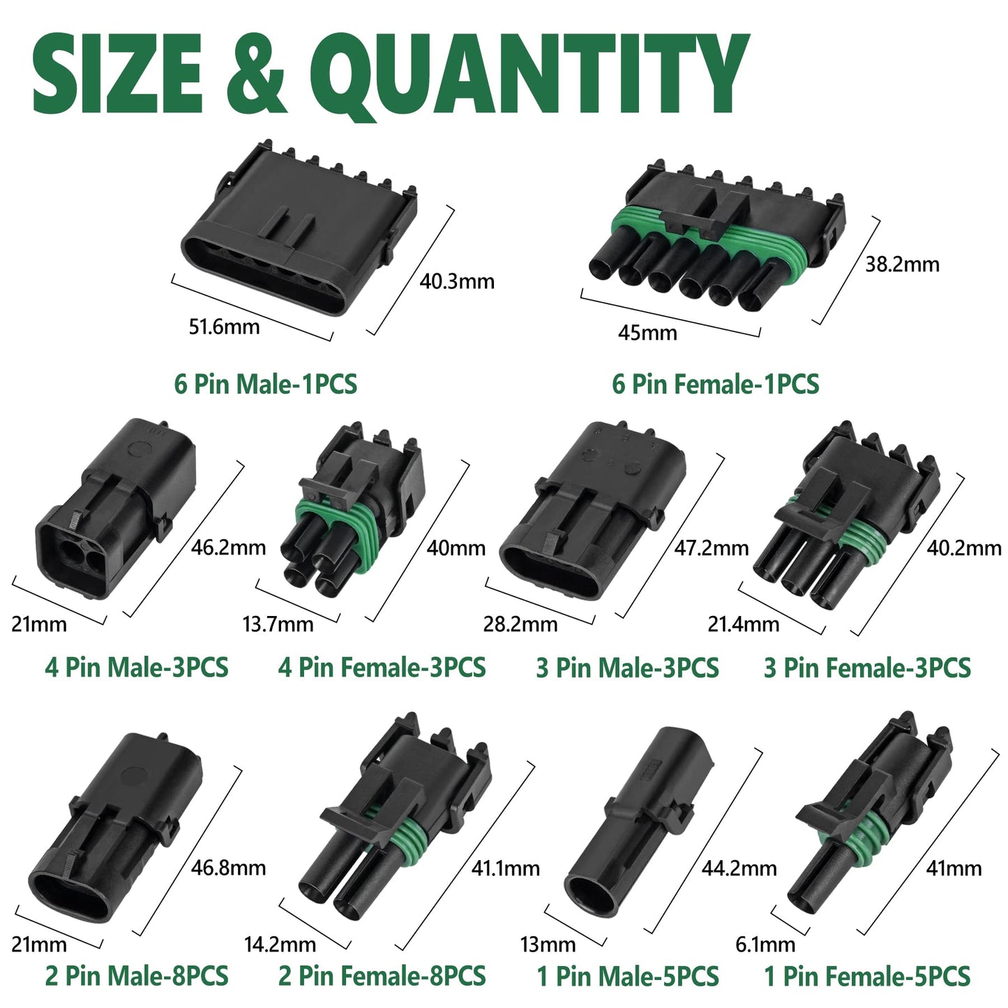 367Pcs 20 Kits Waterproof Automotive Electrical Connectors 1/2/3/4/6 Male&Female Pin 22-14AWG Wire Harness Spark Plug Connector Terminals Plug Kit Car with Wire Crimping Tool