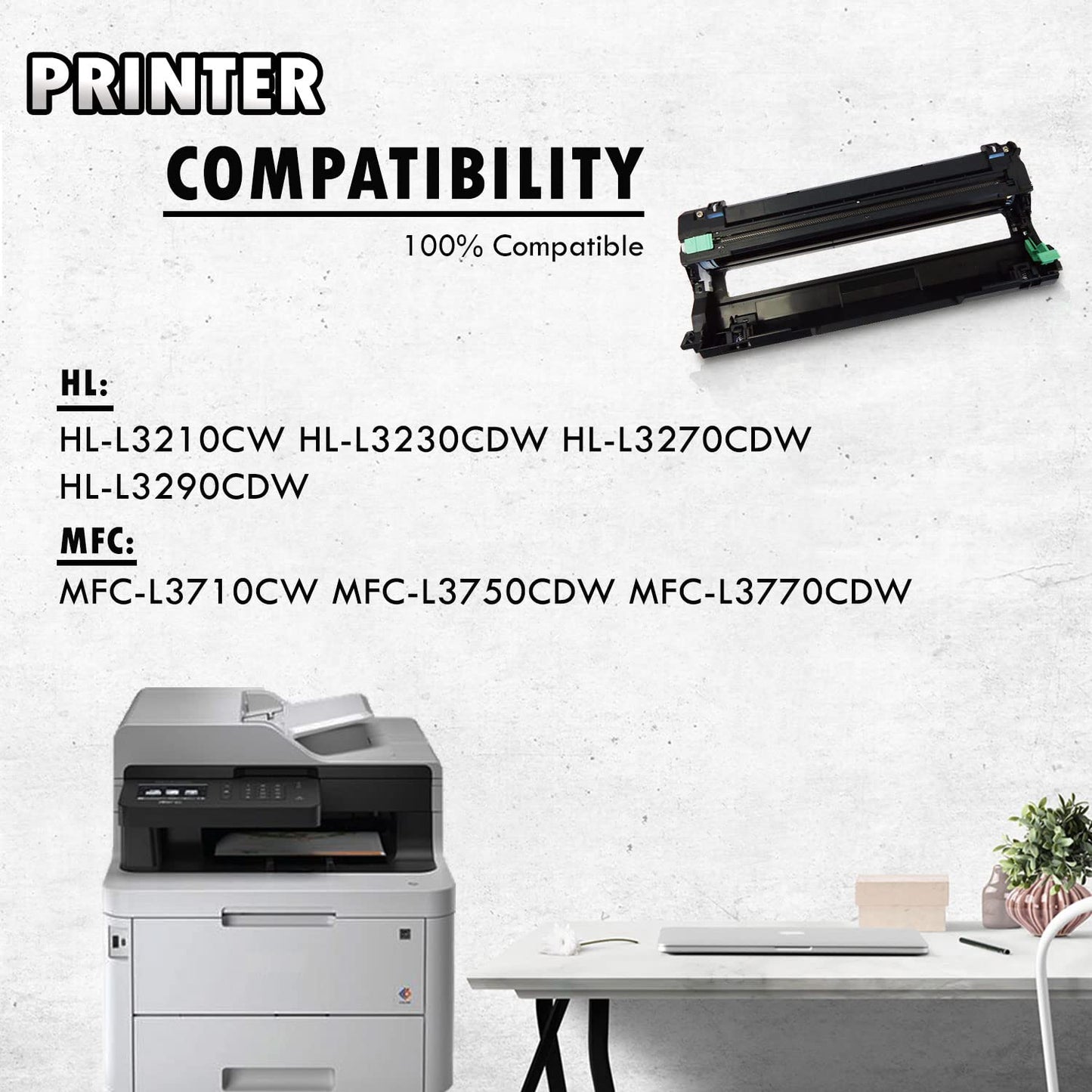 Inkfirst Compatible Drum Unit DR-223CL DR223CL (for BK or C or M or Y) replacement for Brother DR223 DR-223 MFC-L3710CW MFC-L3750CDW MFC-L3770CDW HL-L3210CW HL-L3230CDW HL-L3270CDW HL-L3290CDW (1Pack)