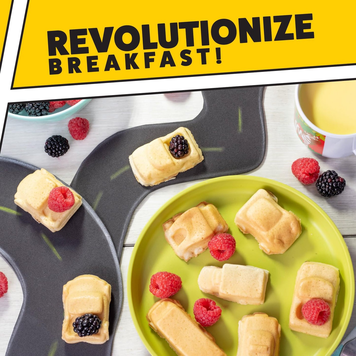 Car Mini Waffle Maker- Make 7 Fun, Different Race Cars, Trucks, and Automobile Vehicle Shaped Pancakes- Electric Waffler Iron- Non-Stick Pan Cake Baker w Recipe Guide- Cool Fathers Day Gift for Dad
