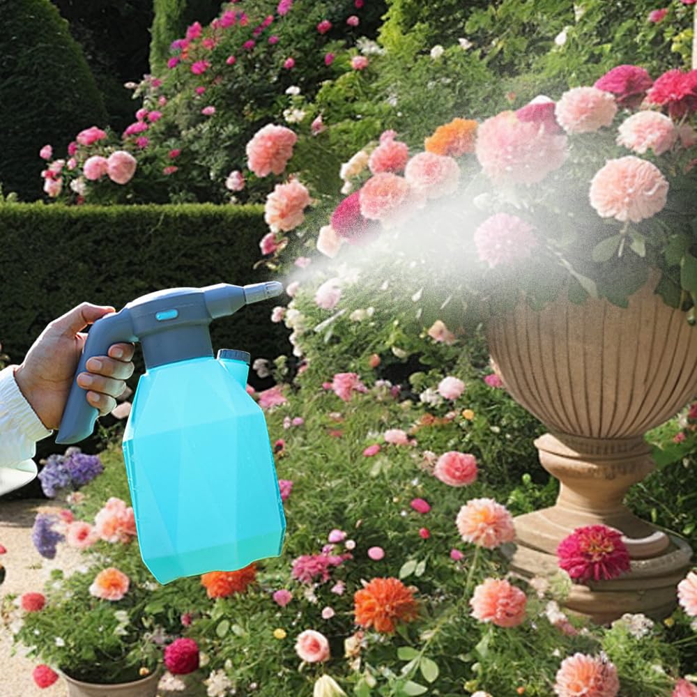 OBEST Cordless Electric Water Sprayer Rechargeable Garden Sprayer, Handheld Automatic Plant Mister Spray Bottle 2L USB Watering Can, Fine Mist Sprayer for Indoor Outdoor Plants, Green