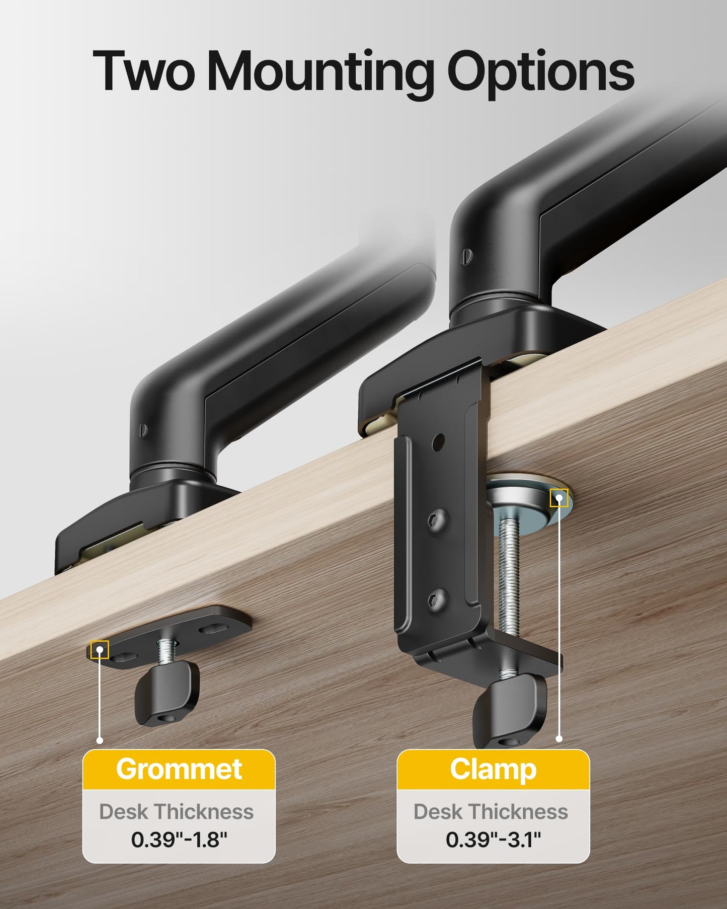monTEK Laptop Arm Mount for Desk, 2-in-1 Monitor & Laptop Stand with Adjustable laptop Tray, Fits Max 18" Notebook and 32" Screen, Aluminum Single Monitor Holder with VESA 75/100, Clamp/Grommet, Black