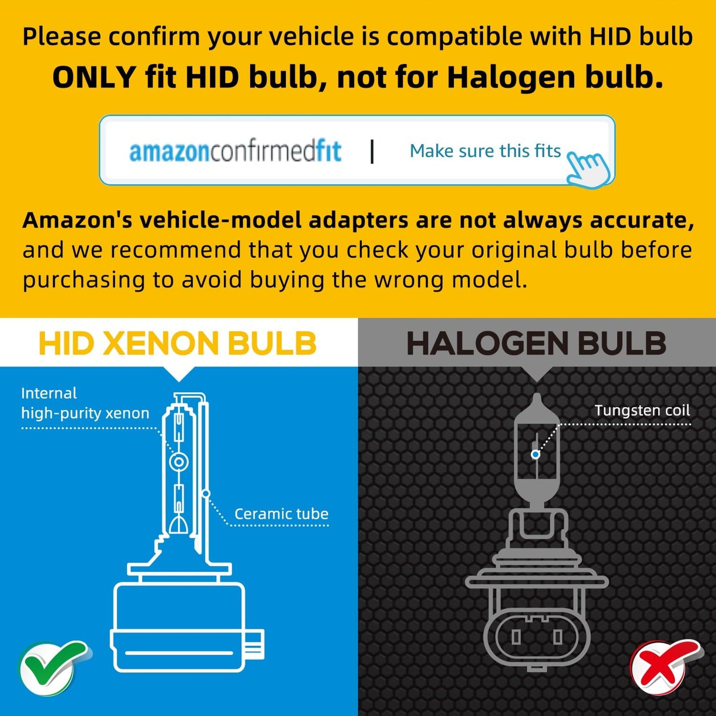 Sinoparcel D1S Xenon HID Headlights Bulb - 8000K 35W High Low Beam, 85415 66140 66144 66154 etc Replacement Bulb - Pack of 2