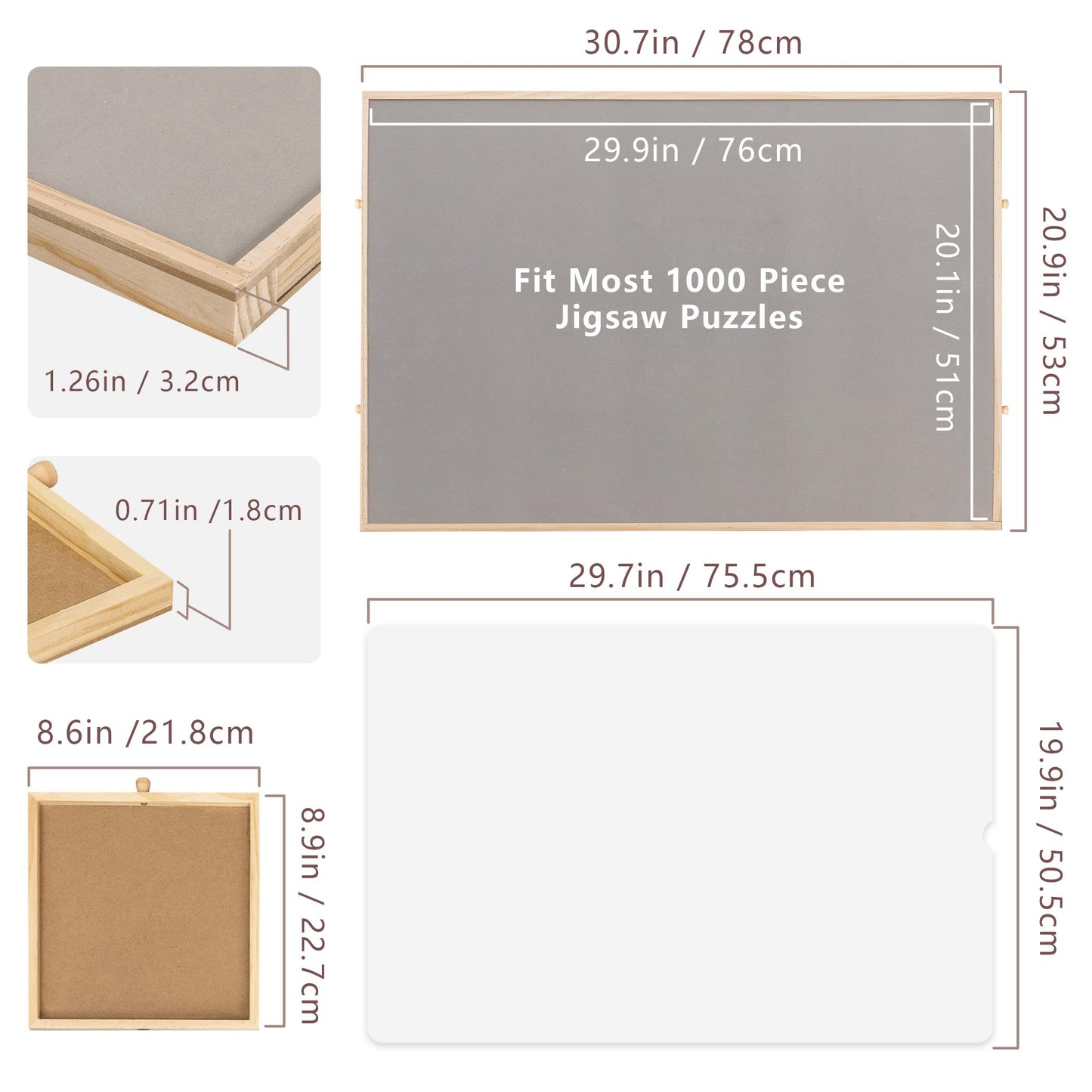 Becko US 1000-Pc Tilting Jigsaw Puzzle Board with 4 Colorful Drawers & Cover, Adjustable Puzzle Table with Built-in Easel/Stand, Portable Tables with Storage for Adults, with Premium Flannel Tabletop