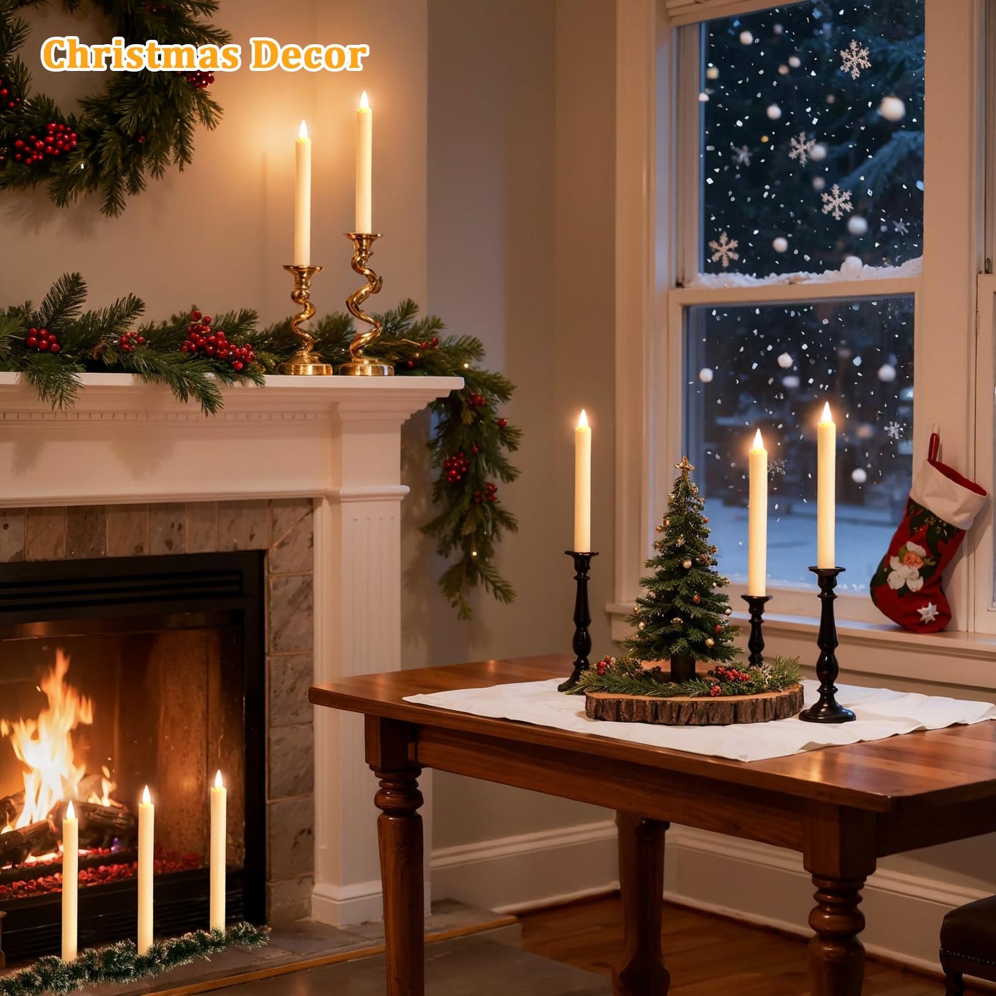 IMAGE Rechargeable Flameless Taper Candles with Charging Station, LED Flickering Candlesticks with Remote & Timer, 9.17 Inch Perfect for Home/Wedding/Christmas Decor,6PCS