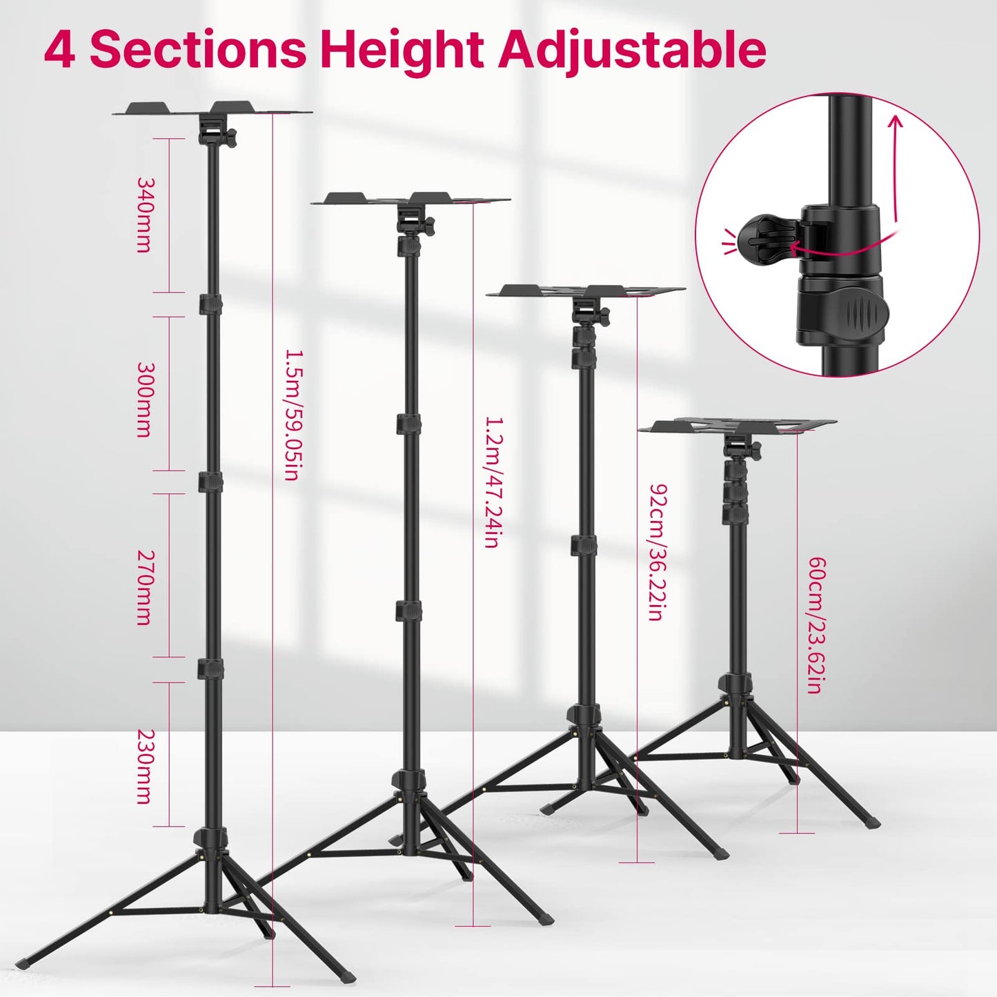 VIJIM LT01 Sheet Music Stand, Desktop Metal Sturdy Music Sheet Projector Stand, Laptop Bible Book Tablet Stand Holder 360° Horizontally Adjustment for Guitar, Ukulele, Violin Players