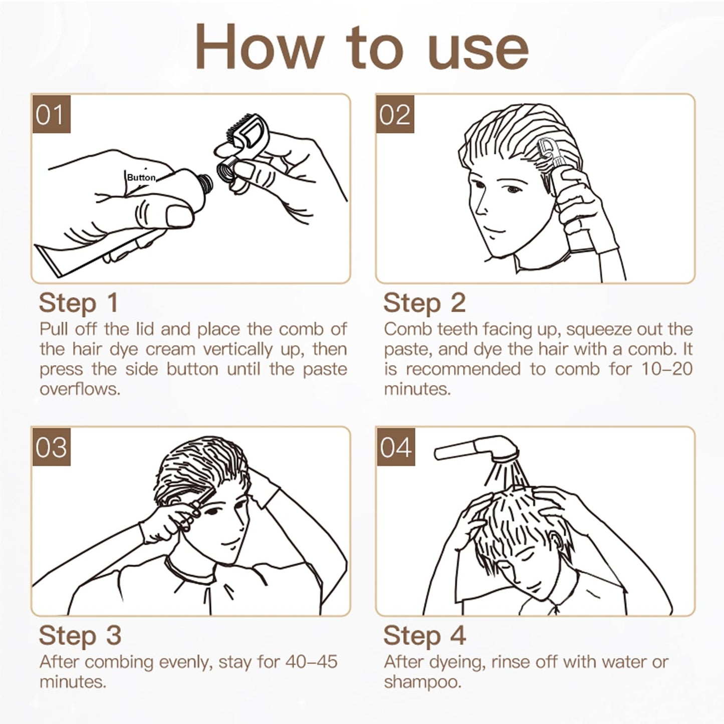 PYEONAN Hypoallergenic Hair Dye Cream,Natural Plant Extract Without Bleaching, Easy Comb to Cover Gray Coverage Ammonia Free All Hair Types 2.8Oz. /80g (Natural Black, Pack of 1)